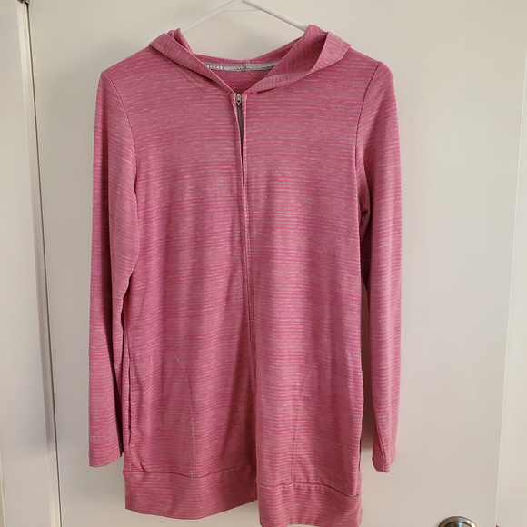 Danskin Pink and Gray Striped Hoodie - Picture 1 of 5
